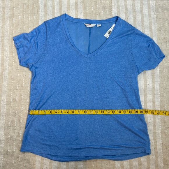 Vineyard Vines Blue 100% Linen v neck t shirt size small - Picture 9 of 9